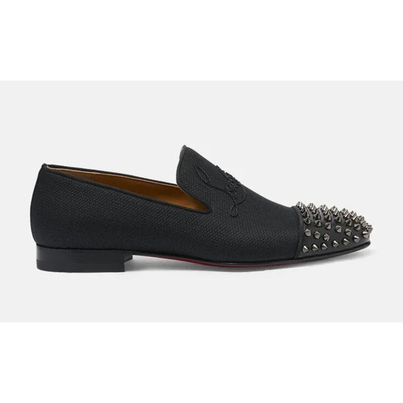 Christian Louboutin Navy Spooky Flat Black Spike Oxford Dress Loafer 42 9
